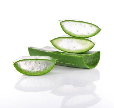 Aloe vera taze yaprak. beyaz üzerinde izole