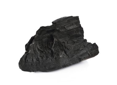 Ahşap kömür beyaz arkaplanda izole.