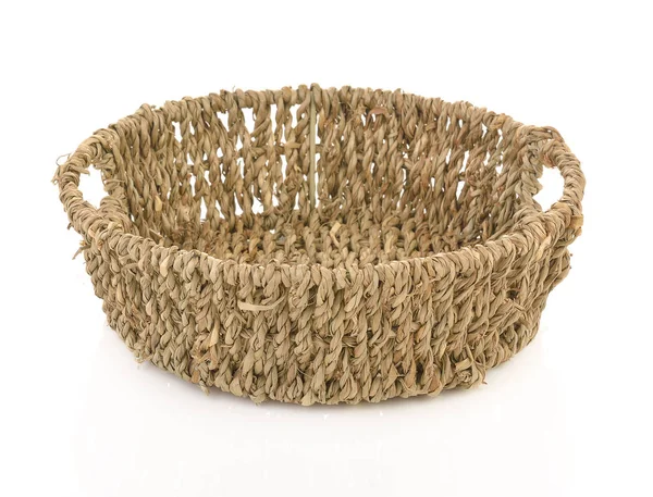 Vintage weave wicker basket isolated on white background — Stock Photo, Image