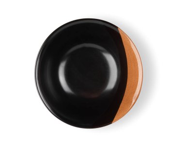 Boş kase beyaz arka planda izole edilmiş. Üst görünüm