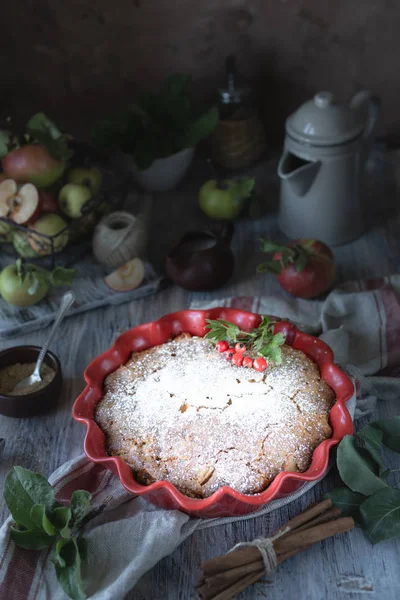 Tarta de manzana orgánica hecha en casa Postre listo para comer — Foto de Stock