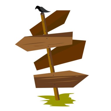 İşaretçiler bir sütun, bir kuş bir sütun, vektör grafikleri oturur.