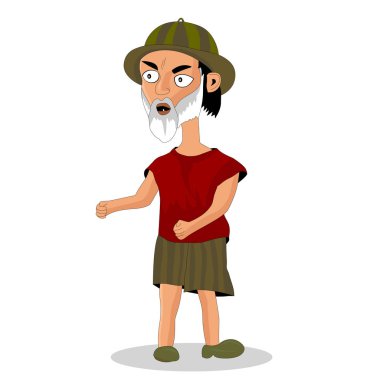 Karakter kızgın büyükbaba. Vektör grafikleri.