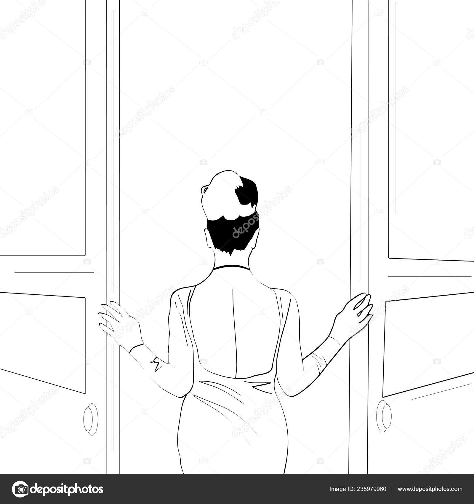 Vector Lines Gorgeous Girl Opens Door Stock Vector Image By C Anneta1984 Vector Lines Gorgeous Girl Opens Door Stock Vector Image By C Anneta1984