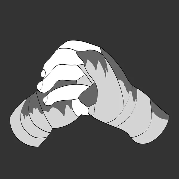 Векторні Лінії Руки Боксер Перед Виступом Спортсмен Склав Руки Молиться — стоковий вектор