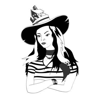 Şehir tarzı şapkalı kız