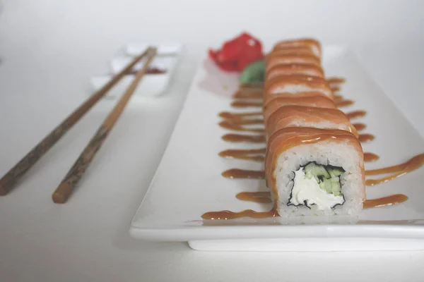 blurred background rice meal sushi