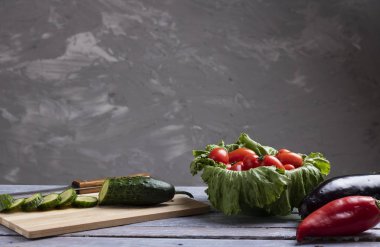 taze sebze ayarla, arka plan tebeşir