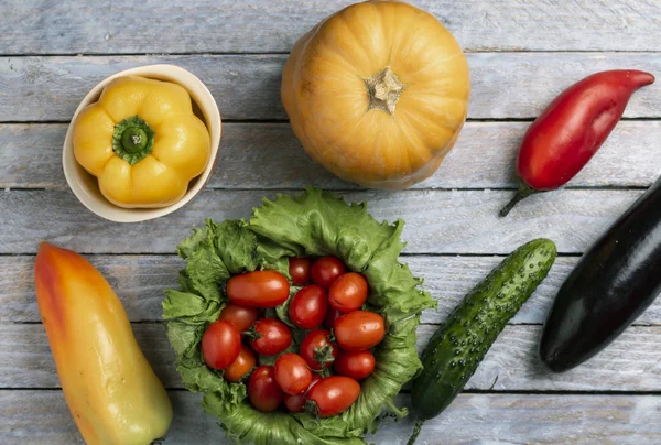 Conjunto Verduras Ingredientes Para Comida Vegana Vista Superior — Foto de Stock