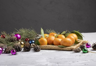 Oyuncak, koni ve mandallı Noel ağacı dalı 