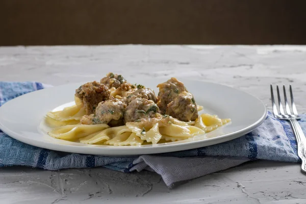 Deliciosa Pasta Con Albóndigas Vista Superior — Foto de Stock