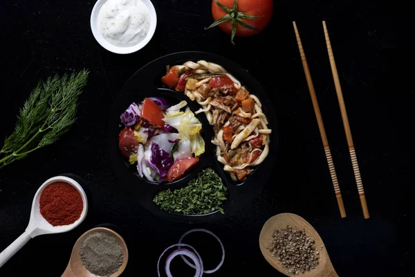 Comida Lista Para Comer Comida China Con Palos —  Fotos de Stock