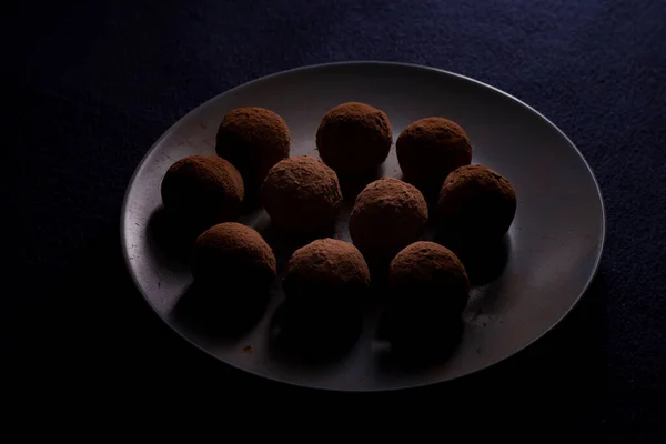 Healthy Oat Energy Balls Breakfast Chocolate Truffles — Stock Photo, Image