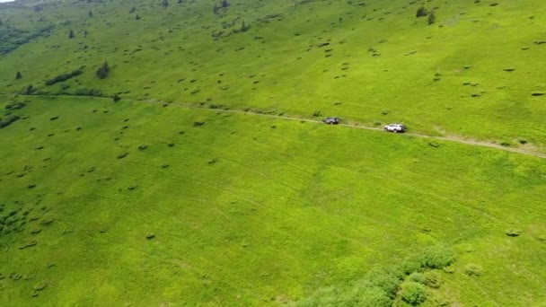 Birkaç Suv Toprak Bir Yol Boyunca Bir Dağ Yolu Boyunca — Stok video