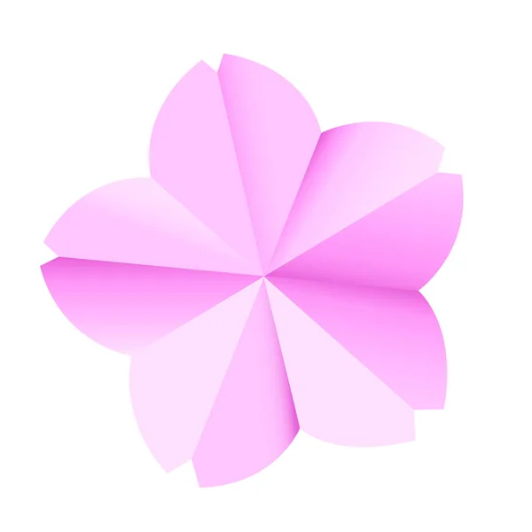 Papercraft pink sakura flower illustration in vector. with gradients. isolated — Stock Vector