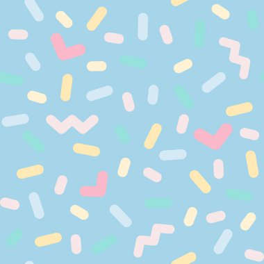 kalpler, noktalar, zig-zags, vektör yuvarlak çubuklar pastel renkli dikişsiz desen