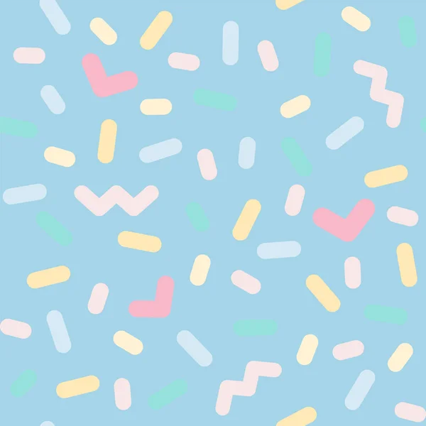 Pastel Colorfull naadloze patroon van harten, stippen, zig-zags, afgeronde stokken in vector — Stockvector