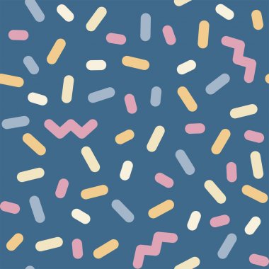 vektör renkli sprinkles ve zig-zags dikişsiz desen