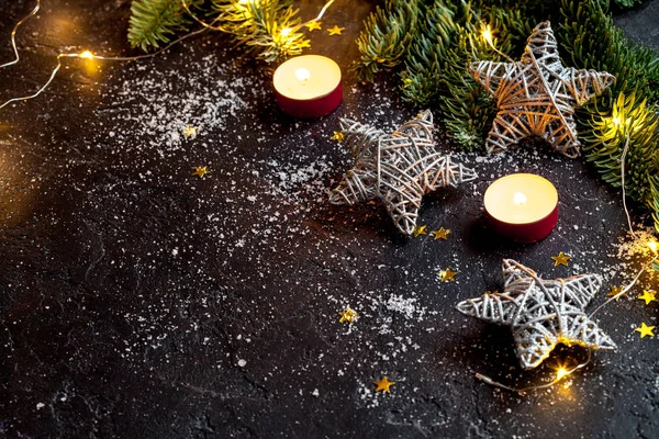 Karanlık Noel arka plan dekorasyon ile
