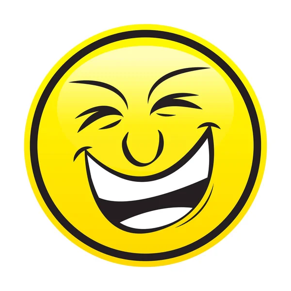 Жовта Посмішка Знак Обличчя Очима Ротом Білому Тлі Забавна Карикатура — стоковий вектор