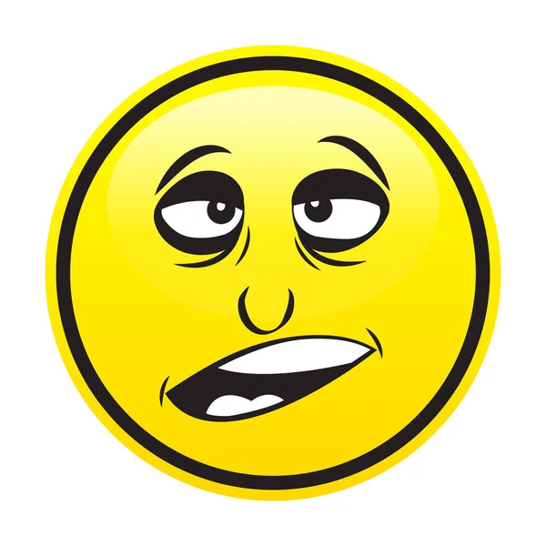 Σημάδι Κίτρινο Θλιμμένο Πρόσωπο Μάτια Και Στόμα Άσπρο Φόντο Αστείο — Διανυσματικό Αρχείο