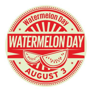 Karpuz gün, 3 Ağustos, lastik damga, vektör çizim