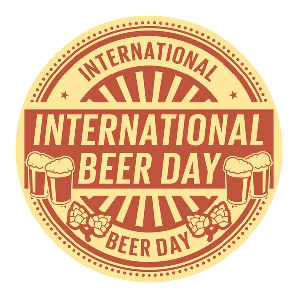 Internationale Dag Van Het Bier Rubber Stempel Vector Illustratie — Stockvector