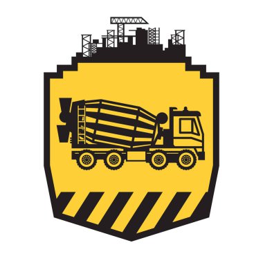 Beton mikseri kamyonu işareti veya simge, vektör çizim