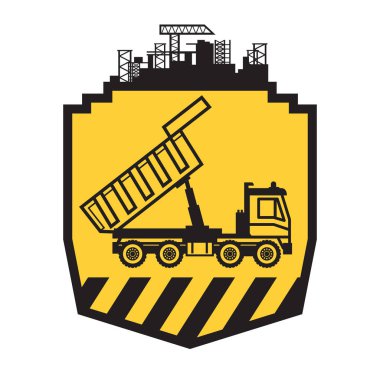 Damperli kamyon işareti veya simge, vektör çizim