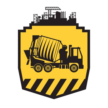 Beton mikseri kamyonu işareti veya simge, vektör çizim