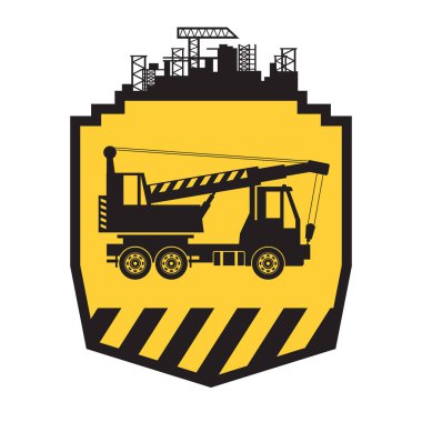 Mobil kamyon simgesini veya işareti, vektör çizim vinç