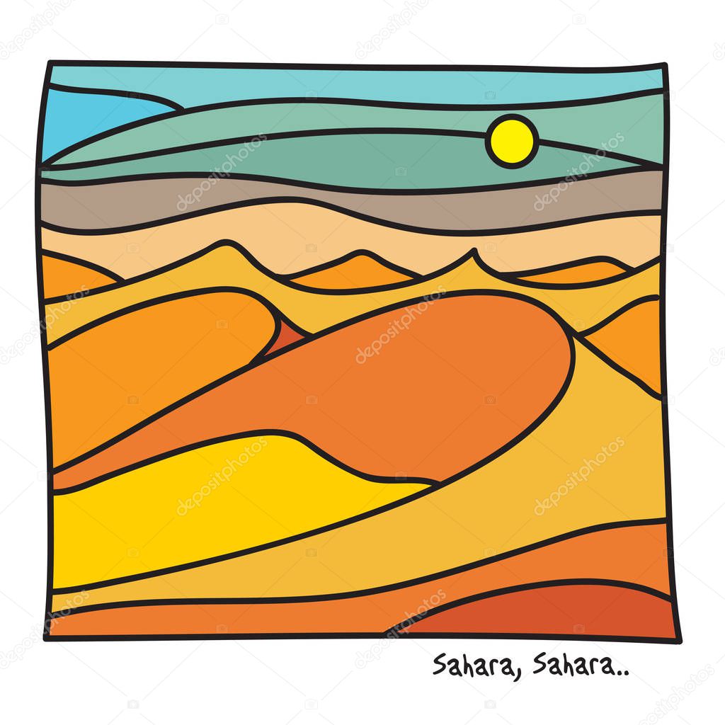 Sahara, Vacation or Tarvel poster or t-shirt graphics. Vector illustration