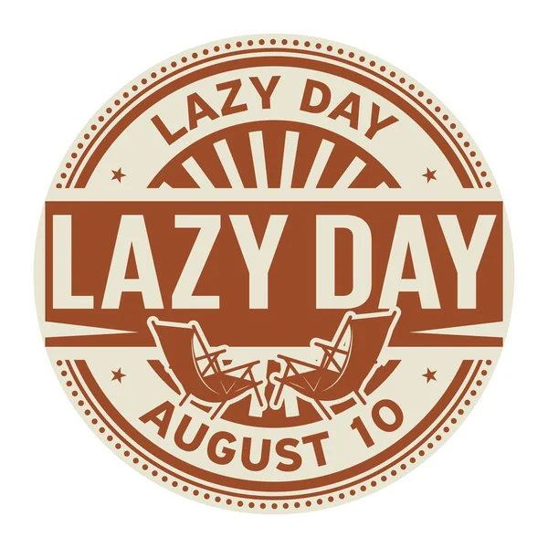 Lazy Day August Rubber Stamp Vector Illustration — Stock Vector