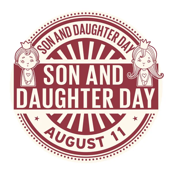 Son Daughter Day August Stempel Gummi Vektorillustrasjon – stockvektor