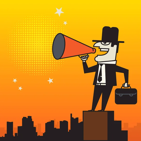 Megaphone Uomo Concetto Business Con Spazio Testo Illustrazione Vettoriale — Vettoriale Stock