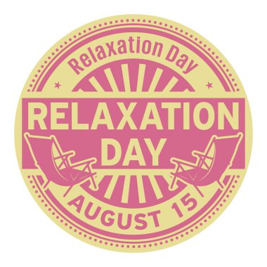 Rahatlama günü, 15 Ağustos, lastik damga, vektör çizim