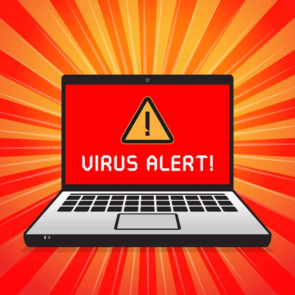 Virus Informático Atacando Alerta Ilustración Vectorial — Vector de stock