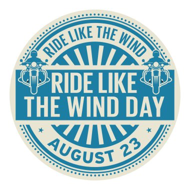 Binmek gibi rüzgar günü, 23 Ağustos, lastik damga, illüstrasyon vektör