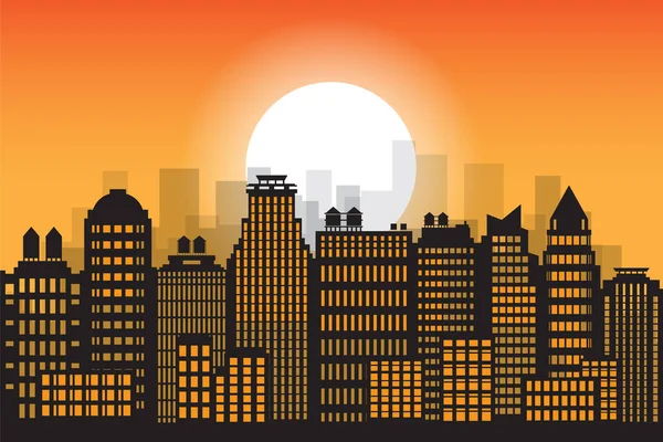 城市景观 有高楼的市中心景观 城市生活 矢量插图 — 图库矢量图片