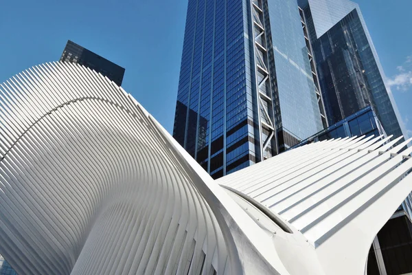 Nova Cidade Iorque Agosto Exterior Wtc Transportation Hub Agosto 2017 — Fotografia de Stock