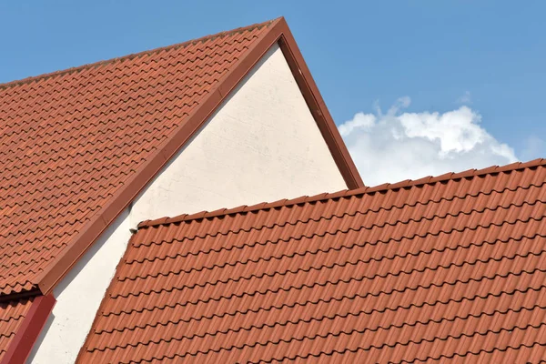 Red Clay Tiled Roof Background Europe — Stock Photo, Image