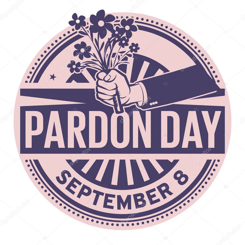 Pardon Day, September 8, rubber stamp, vector Illustration