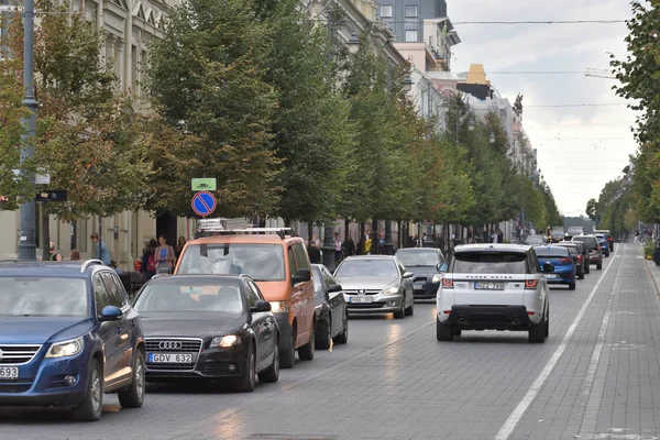 Vilnius Litauen Augusti Trafik Vilnius Gamla Stan Augusti 2018 Vilnius — Stockfoto