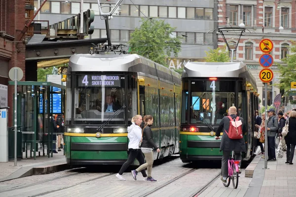 Helsinki Finlândia Agosto Bonde Rua Helsinque Finlândia Agosto 2018 Eléctrico — Fotografia de Stock