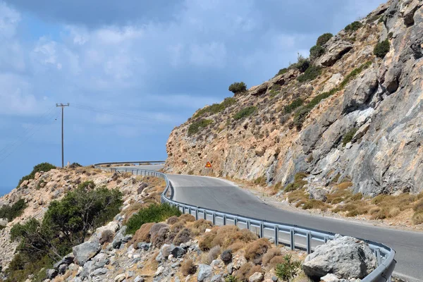 Estrada Perigosa Ilha Creta Grécia Europa — Fotografia de Stock