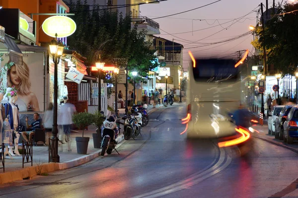 Platanias Creta Agosto Strada Dopo Tramonto Platanias Creta Agosto 2018 — Foto Stock