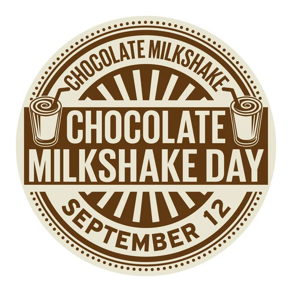 Chocolate Milkshake Day Setembro Carimbo Borracha Vetor Ilustração — Vetor de Stock