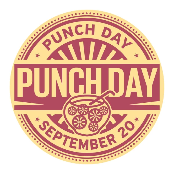 Punch Dag September Rubber Stempel Vector Illustratie — Stockvector