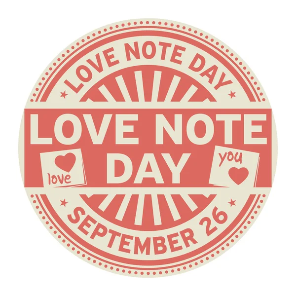 Love Note Day September Rubber Stamp Vector Illustration — Stock Vector