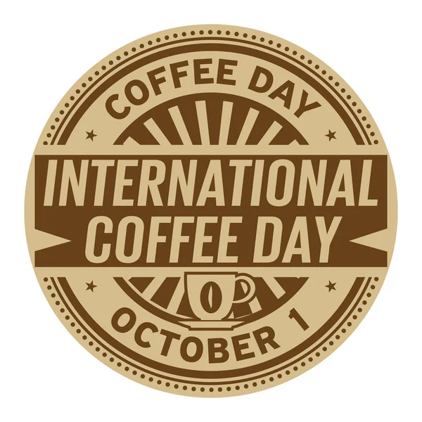 Internationale Koffie Dag Oktober Rubber Stempel Vector Illustratie — Stockvector